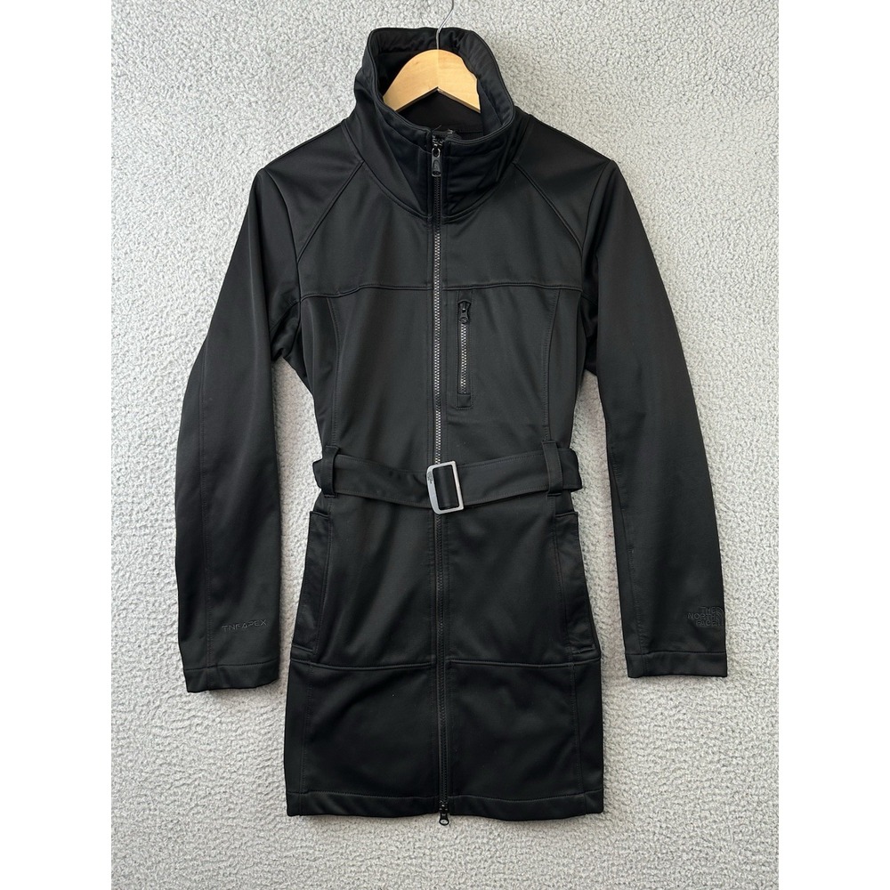 The North Face TNF Apex Jacket Womens Medium Black Belted Insulated Softshell